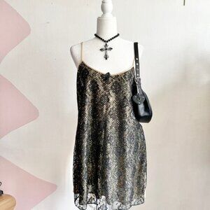 Black Gold Sequin Cami Top, Y2K, Glam, Night Magic By Cinema Etoile, 1X
